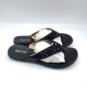 Kenneth Cole Reaction Size 9.5‎ Glam-Athon Black Jeweled Slides Sandals Shoes
